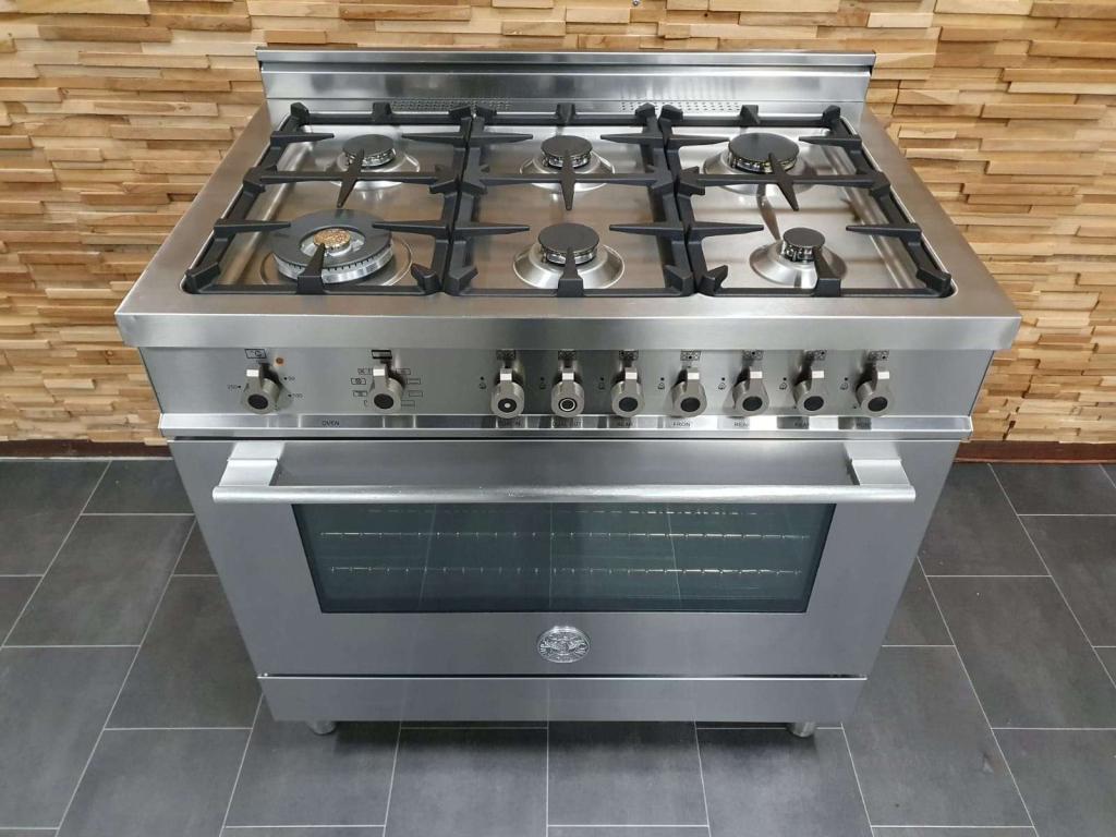 🔥Luxe Bertazonni Fornuis 90cm RVS 1 oven 6 pits, Witgoed en Apparatuur, Fornuizen, Zo goed als nieuw, Vrijstaand, Gas, 5 kookzones of meer