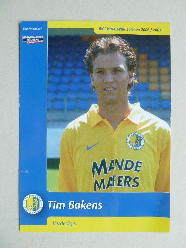 Spelerskaart. Tim.Bakens. RKC Waalwijk  2006/2007, Ophalen of Verzenden, Zo goed als nieuw, Overige binnenlandse clubs, Spelerskaart