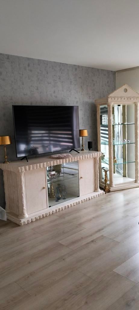 Gratis Ophalen: Grieks/Fossiel Meubelset - Zwaar & Netjes, Huis en Inrichting, Ophalen, 150 tot 200 cm, Grieks/Fossiel, Glas