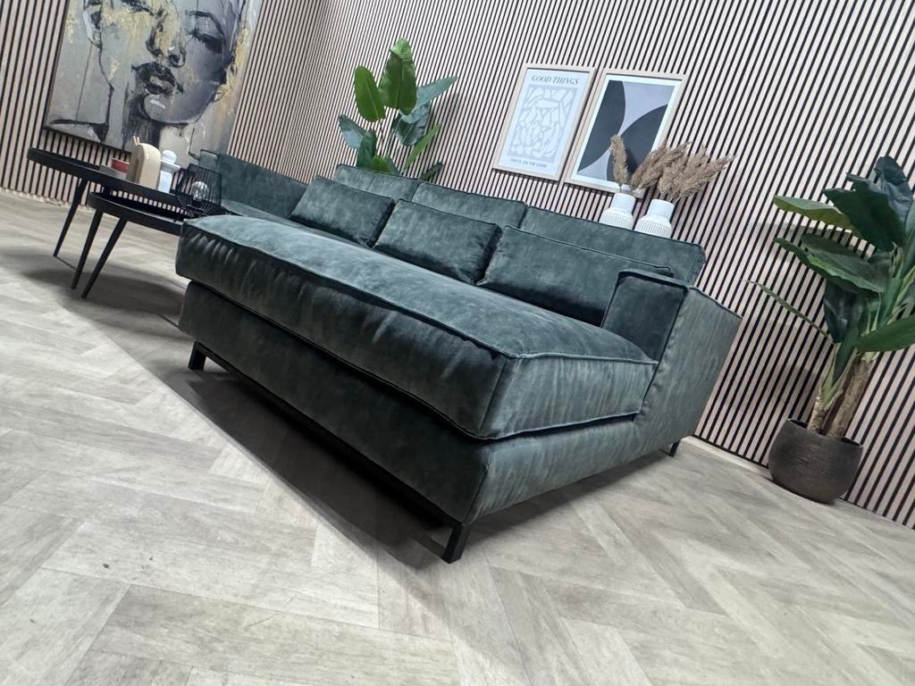 ZGAN Hippe Velvet Velours Hoekbank - Groen - 295 x 205, Huis en Inrichting, Banken | Bankstellen, 250 tot 300 cm, -, -, Hoekbank