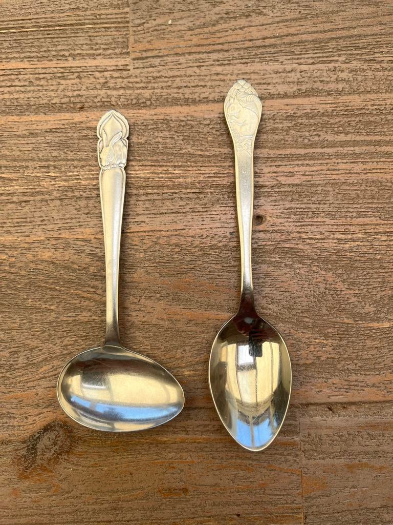 Vintage Gero Zilmeta lepels met konijn en eekhoorn, Ophalen of Verzenden