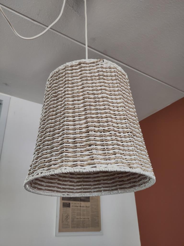Ikea plafondlamp riet bruin wit, Ophalen, Zo goed als nieuw, Hout, Minder dan 50 cm