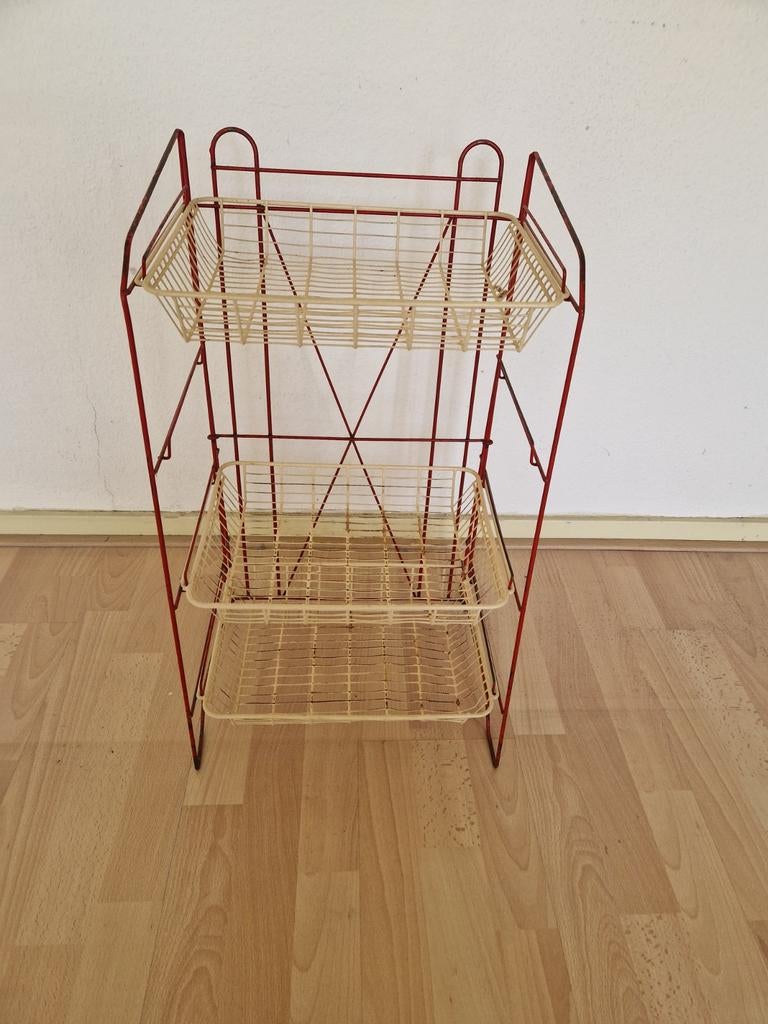 Vintage jaren 70 rekje met drie manden, Antiek en Kunst, Ophalen