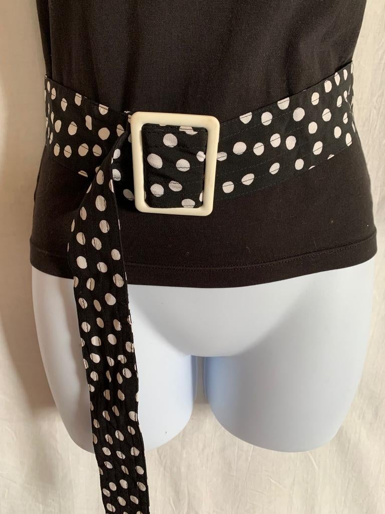 Zwarte stoffen riem, witte stippen. Lengte 104 cm, Kleding | Dames, Riemen en Ceinturen, ., Zwart, Ophalen of Verzenden, Zo goed als nieuw