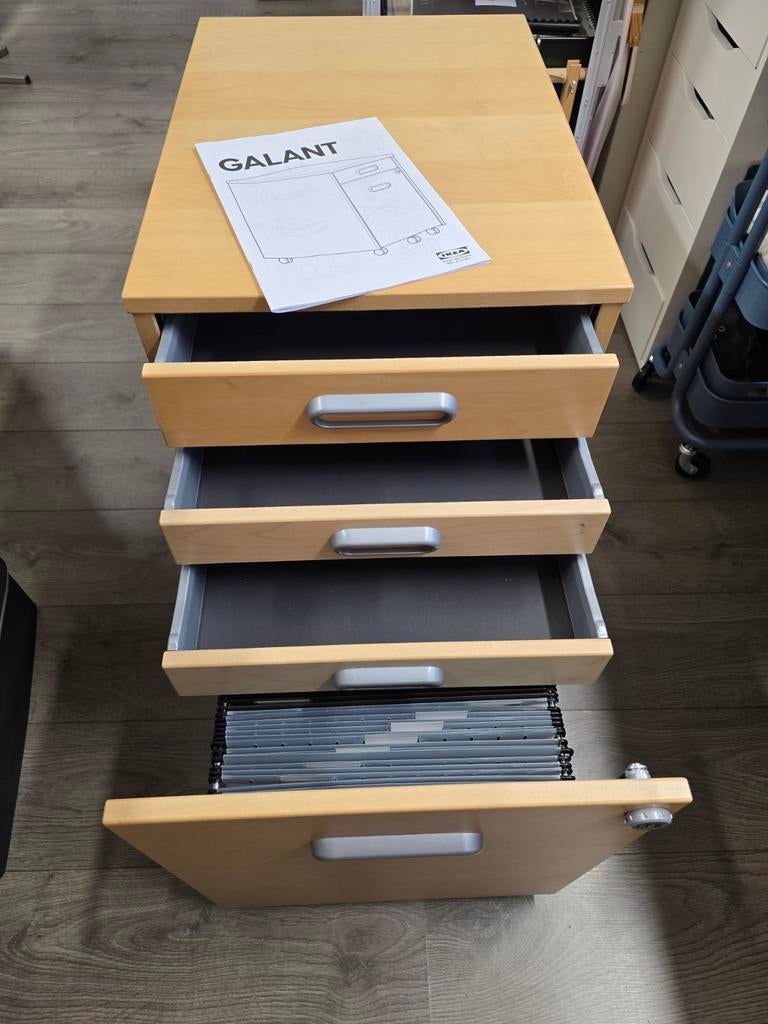 Ikea Galant Ladenkast op wielen, Ophalen, 50 tot 100 cm, 3 of 4 laden, Minder dan 100 cm