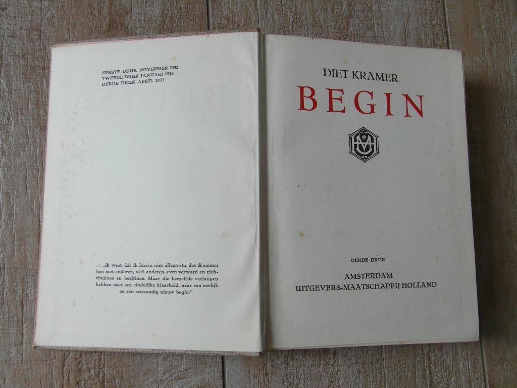 Boek “Begin” Diet Kramer; uitgave 1933, Ophalen of Verzenden, Diet Kramer;