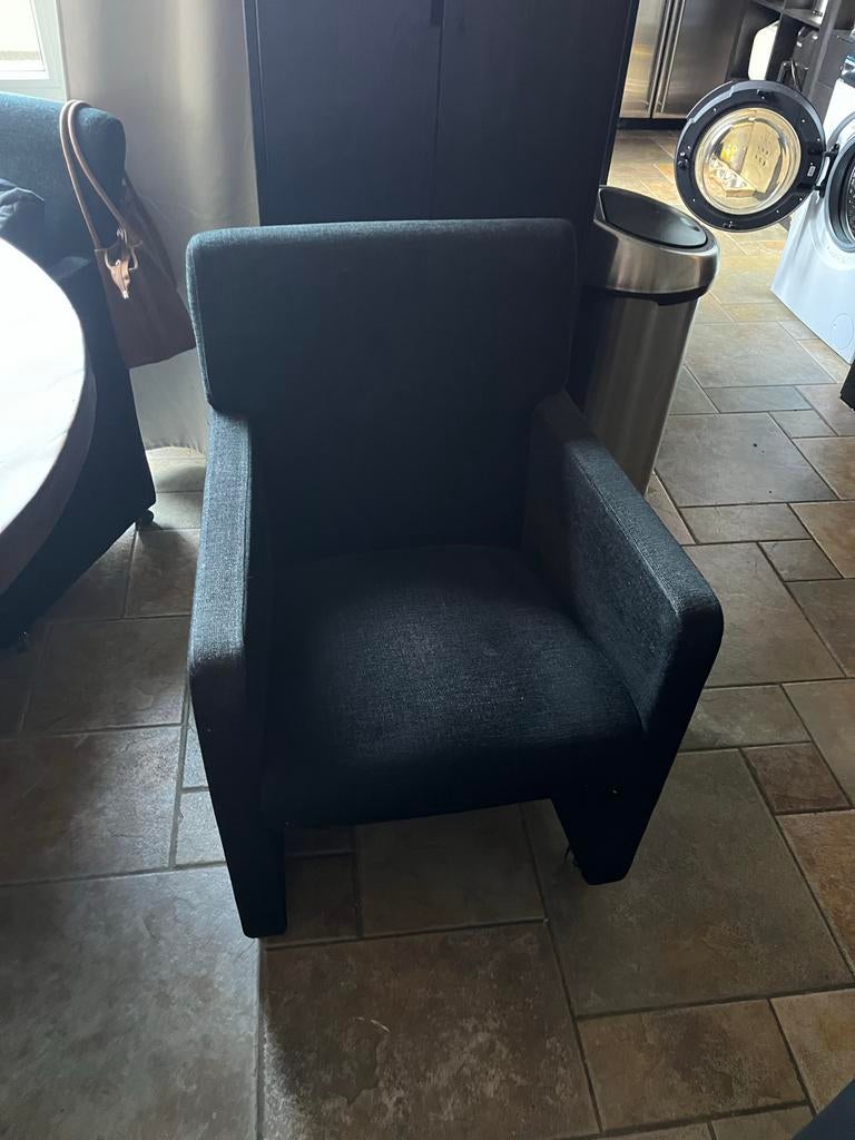 6 mooie zwarte stoelen met wieltjes, Ophalen, Gebruikt, Zwart, Stof