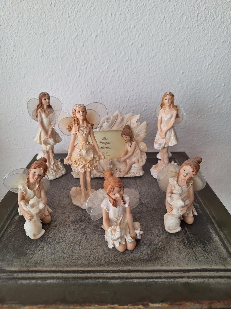 Set van 6 decoratieve engelenbeeldjes met fotolijstje, Verzamelen, Beelden en Beeldjes, Ophalen of Verzenden, Gebruikt, Fantasy