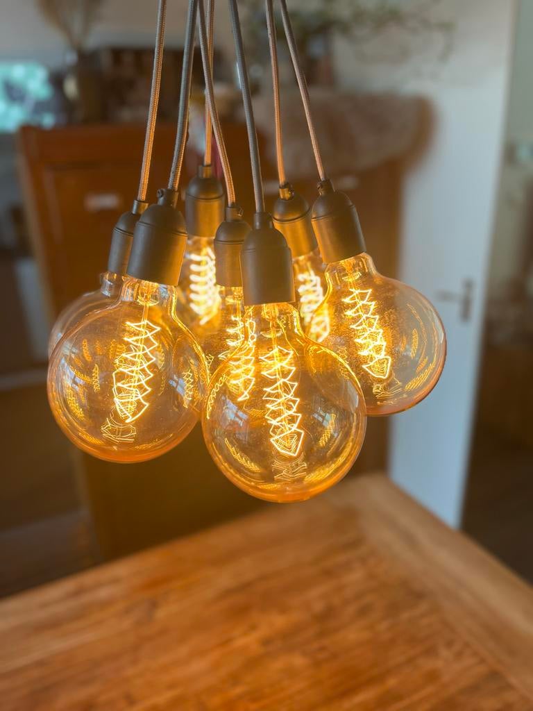 Eettafel hanglamp met 7 glazen bollen, ., Sfeervol, Ophalen of Verzenden, .