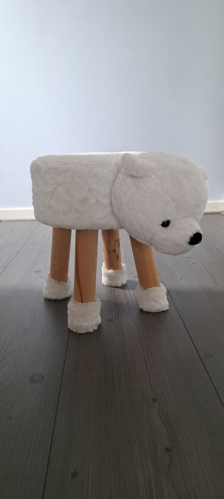 Ijsbeer krukje, als nieuw, Ophalen of Verzenden, Zo goed als nieuw, Hout