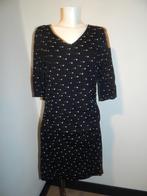 Marccain zwarte jurk witte hartjes print gesmockt zijkanten6, Kleding | Dames, Jurken, Verzenden, Zwart, Maat 42/44 (L), Zo goed als nieuw