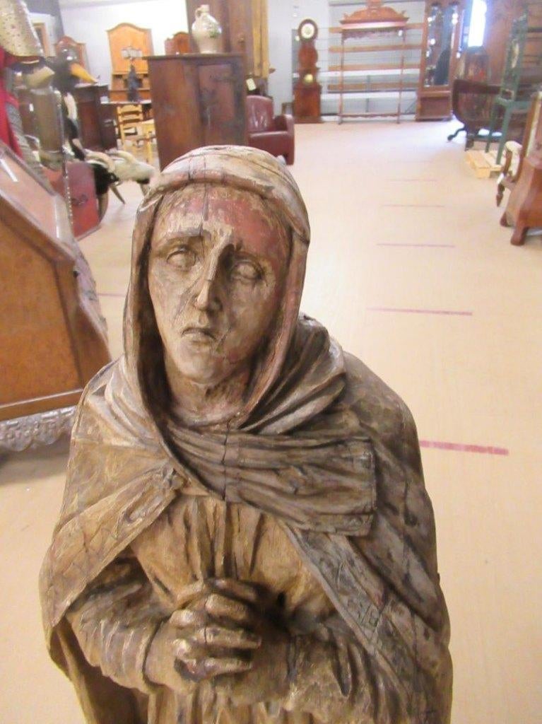 Oer 11457 ANTIEK 18e eeuws houten Maria beeld, Ophalen