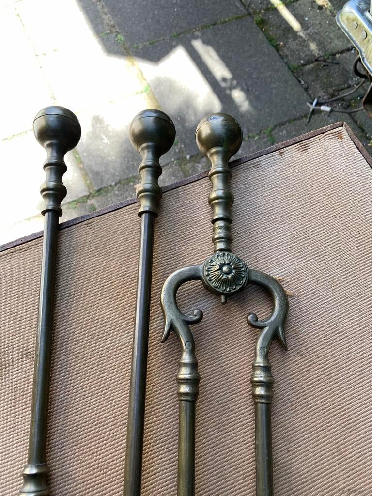 Antieke openhaard set - pook, tang en schep, Ophalen of Verzenden, Gebruikt, Overige soorten