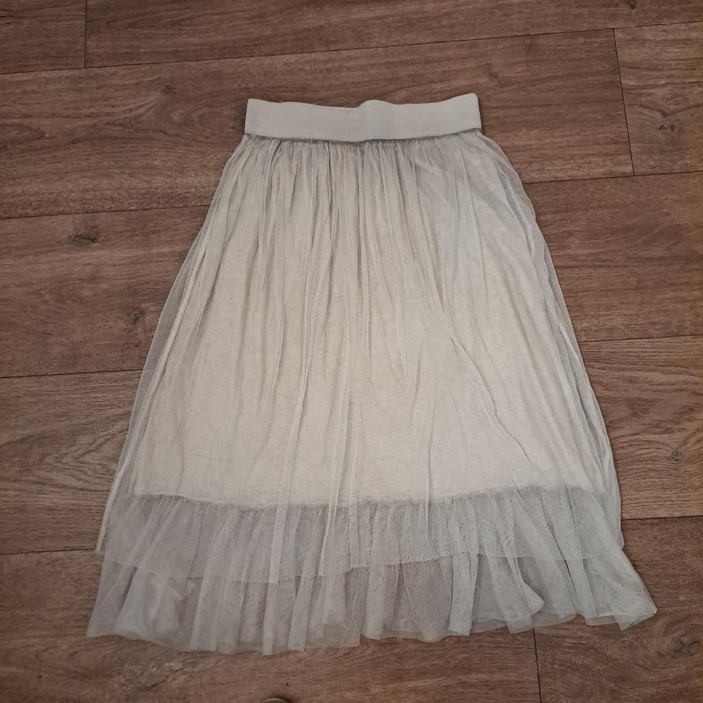 grijs/taupe tule rok mt. M, Maat 38/40 (M), Made in Italy, Ophalen of Verzenden, Zo goed als nieuw
