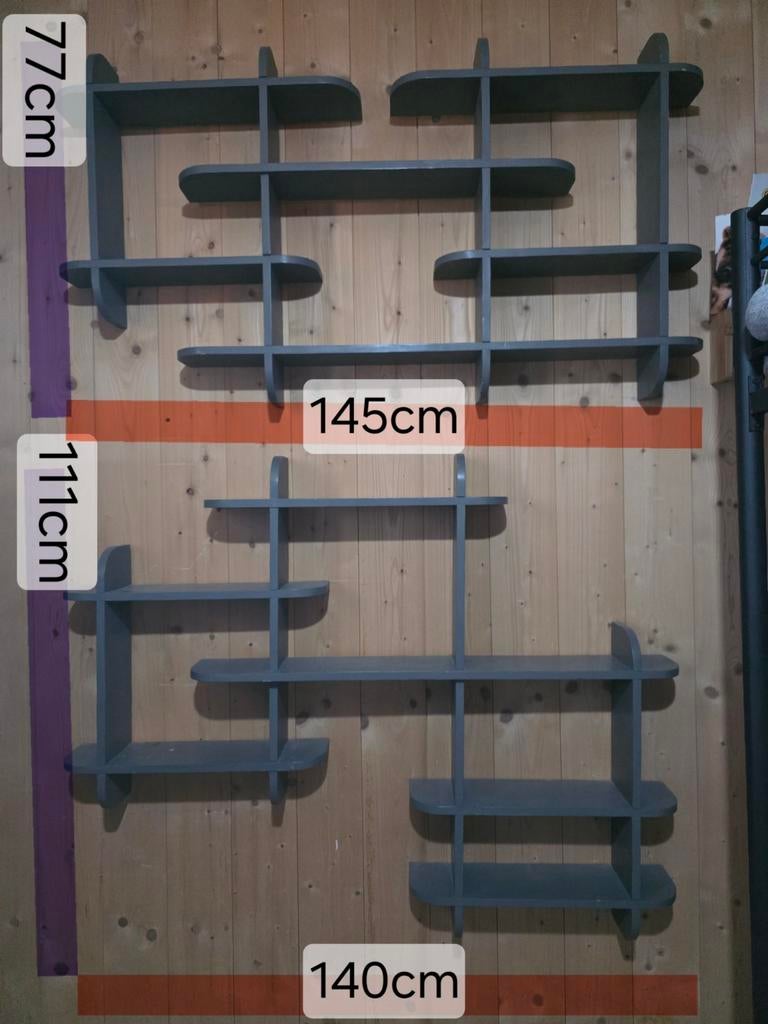 Grote grijze wandplanken set, Ophalen