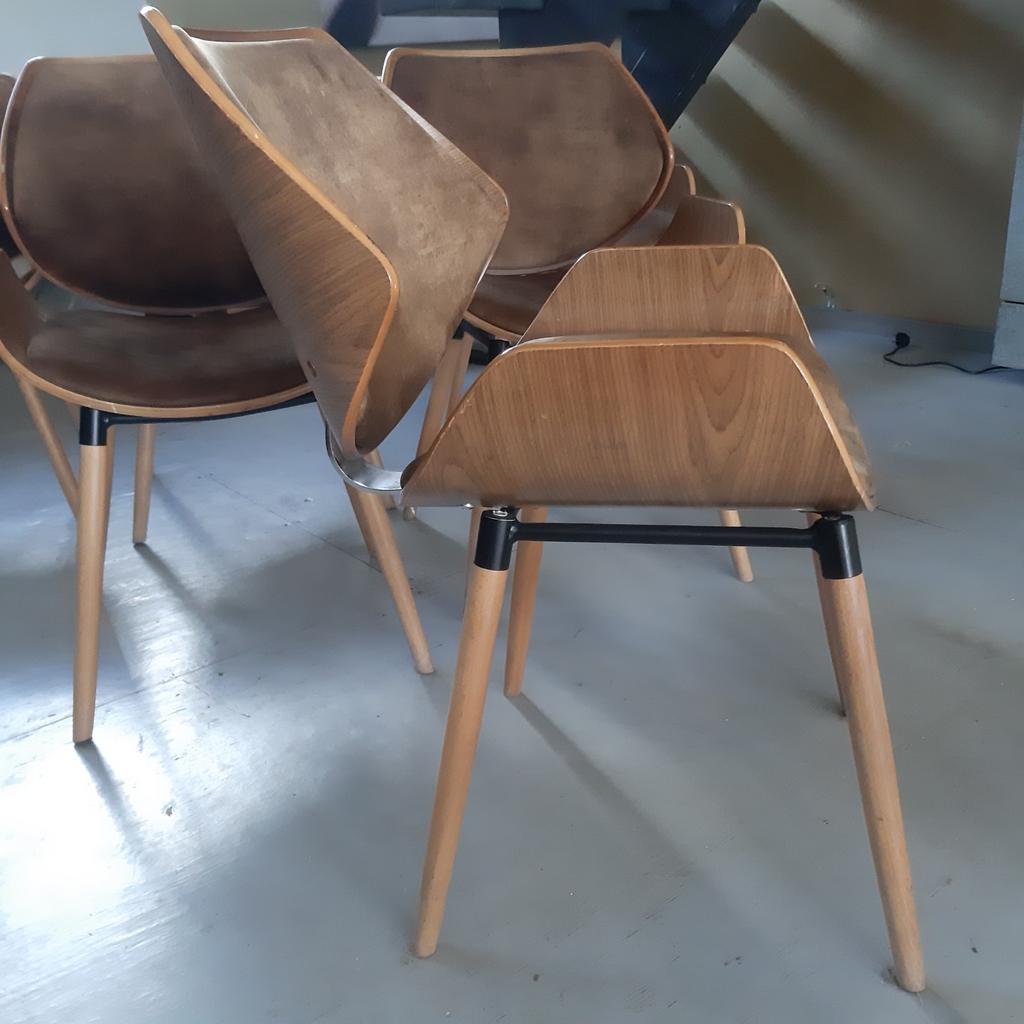 6 eetkamer stoelen plywood, Huis en Inrichting, Stoelen, Ophalen, Bruin, Vijf, Zes of meer stoelen