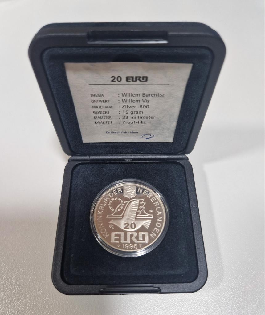 20 euro Willem Barentsz Prooflike, Postzegels en Munten, Verzenden, Euro's, Losse munt, Zilver