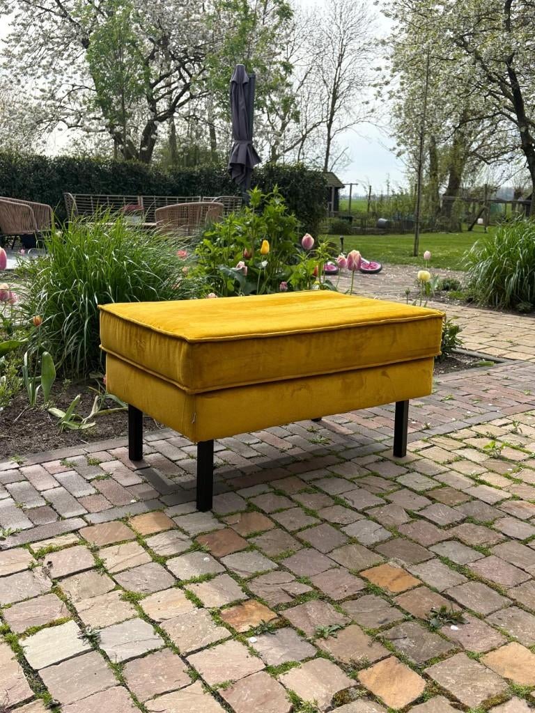 Hocker BePureHome Okergeel, Huis en Inrichting, Ophalen, Minder dan 50 cm, Rond, Minder dan 50 cm