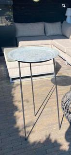 Plantentafel bijzettafel, Minder dan 55 cm, Gebruikt, Metaal of Aluminium, Rond