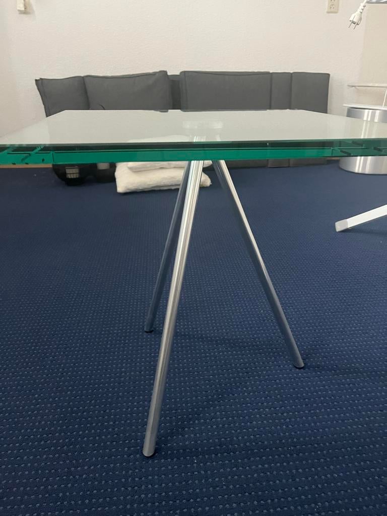 Maupertuus Glazen Design Tafel 50x50cm, Ophalen, 50 tot 100 cm, Vierkant, 50 tot 75 cm