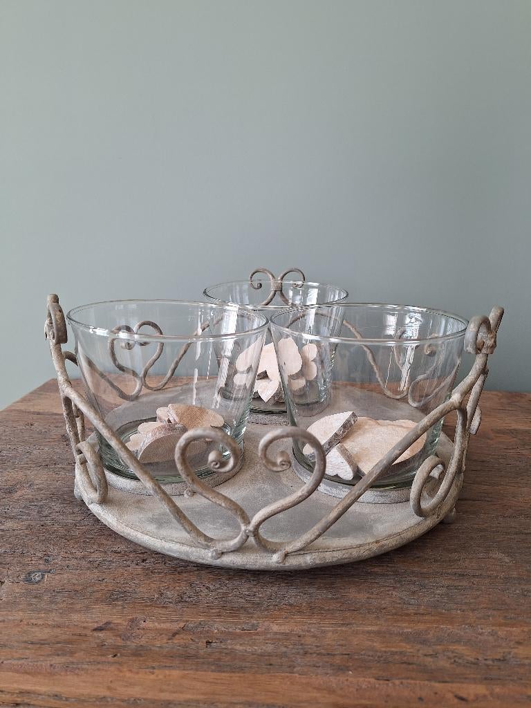 Brocante schaal., Ophalen, Gebruikt, Rond, Glas