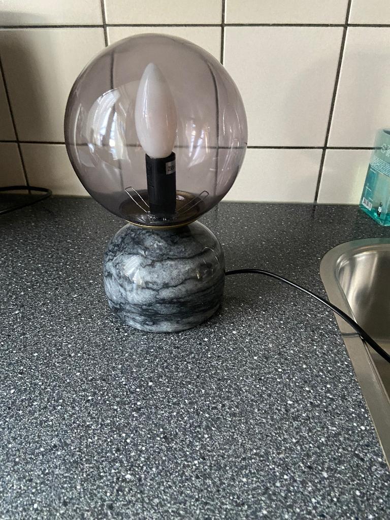 Schemerlamp marmer, Ophalen of Verzenden, Gebruikt, Glas, Minder dan 50 cm