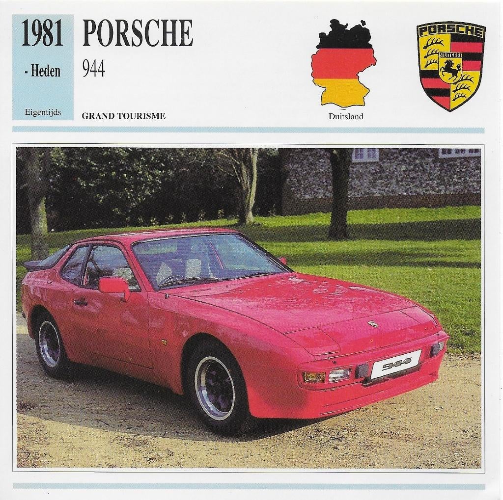 M4 autokaart porsche 944 (1981 )  14 x 14 cm, Ophalen of Verzenden, Zo goed als nieuw, Auto's