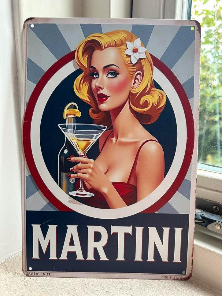 Mooi vintage bord van het Martini drankje 20x30, Verzamelen, Merken en Reclamevoorwerpen, Zo goed als nieuw, Reclamebord, Ophalen of Verzenden