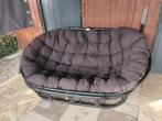 Comfortabele Papasan Stoel met Zwart Kussen, Ophalen, Gebruikt, 150 tot 200 cm, Tweepersoons