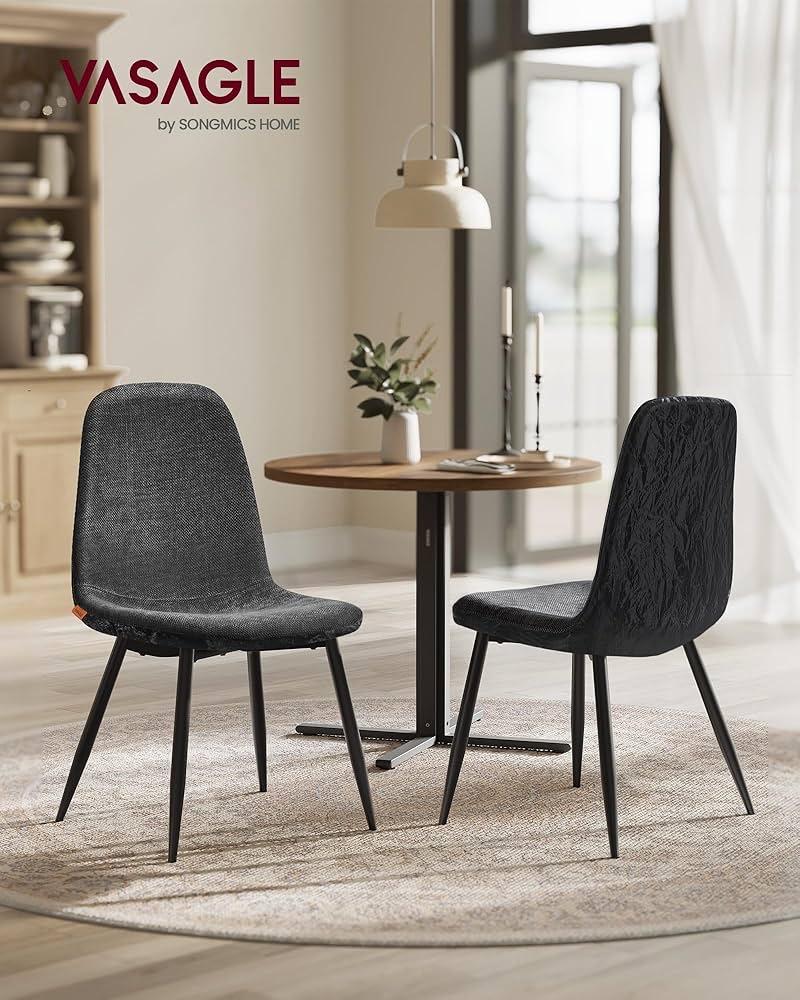 VASAGLE Eetkamerstoelen Set van 2 - Zwart, Ophalen, Twee, Zwart, Nieuw