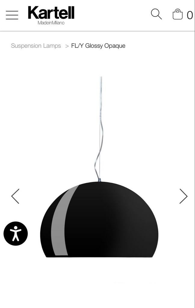 Kartell FL/Y Hanglamp Zwart - Design Ferruccio Laviani, Ophalen of Verzenden, Zo goed als nieuw, Kunststof, Minder dan 50 cm