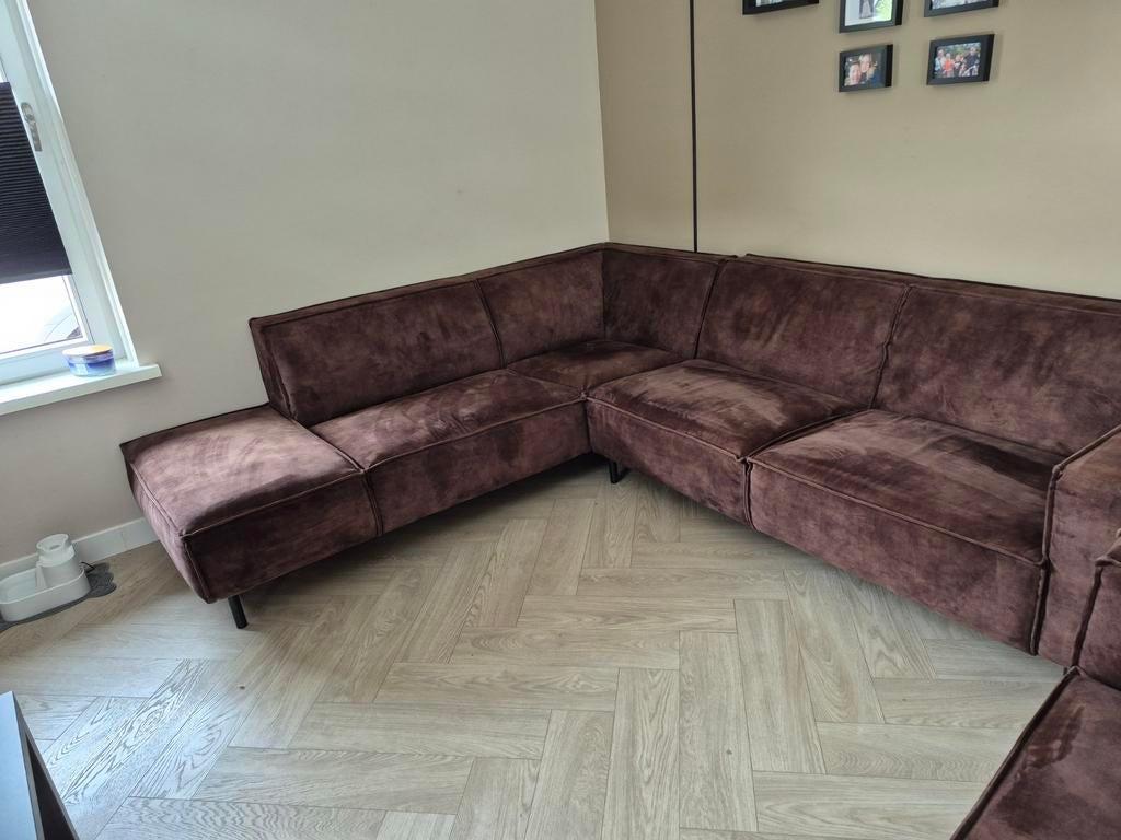 Hoekbank links Leenbakker Umix bruin, Huis en Inrichting, Ophalen, 250 tot 300 cm, Gebruikt, Hoekbank