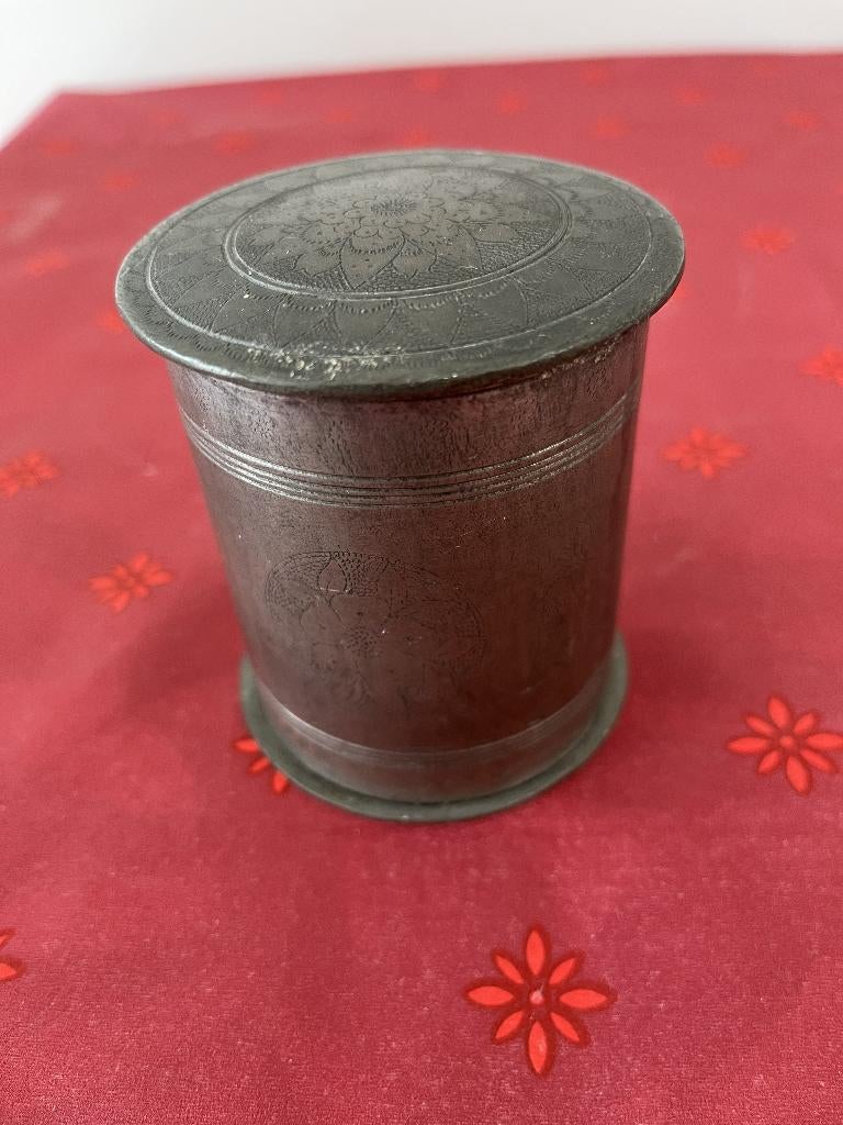 antieke gegraveerde sigarettenhouder Bangka Tin, Ophalen of Verzenden