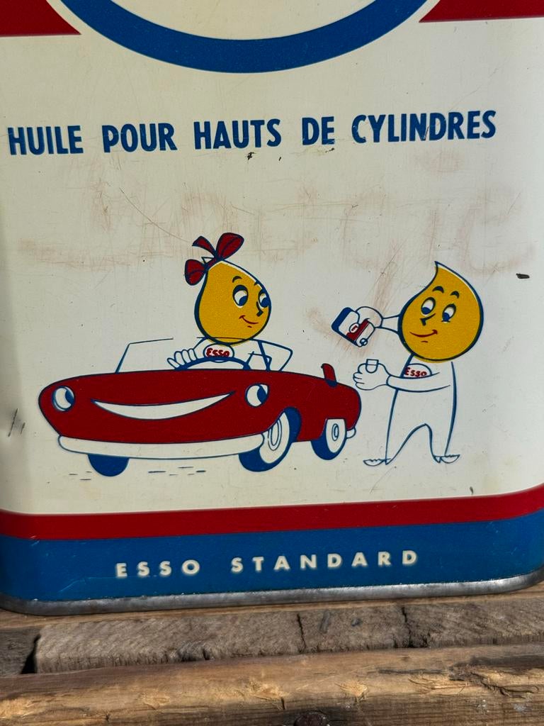 Vintage Esso Olieblik - Huile pour Hauts de Cylindres, Verzamelen, Blikken, Ophalen of Verzenden, Gebruikt, Overige, Overige merken