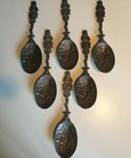 Zes antieke tinnen lepels met afbeeldingen, Ophalen of Verzenden