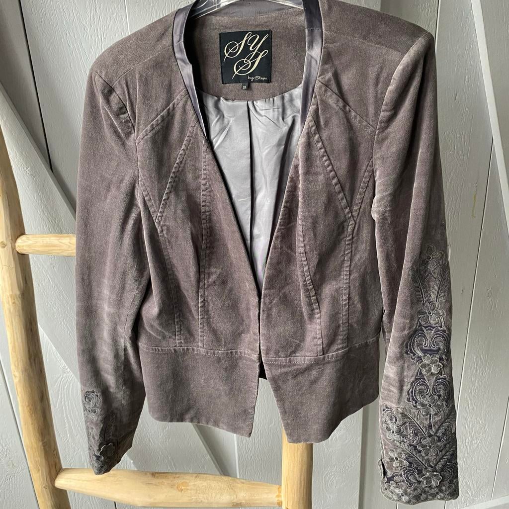 Fluwelen Colbert Jasje Maat 38 - Elegant & Stijlvol, Kleding | Dames, Maat 38/40 (M), Paars, Ophalen of Verzenden, Zo goed als nieuw