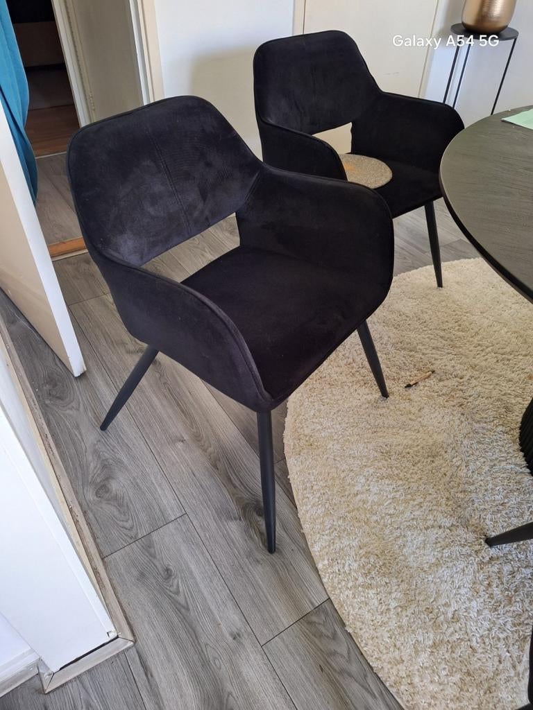 Zes zwarte velvet stoelen van vtwonen, Ophalen of Verzenden