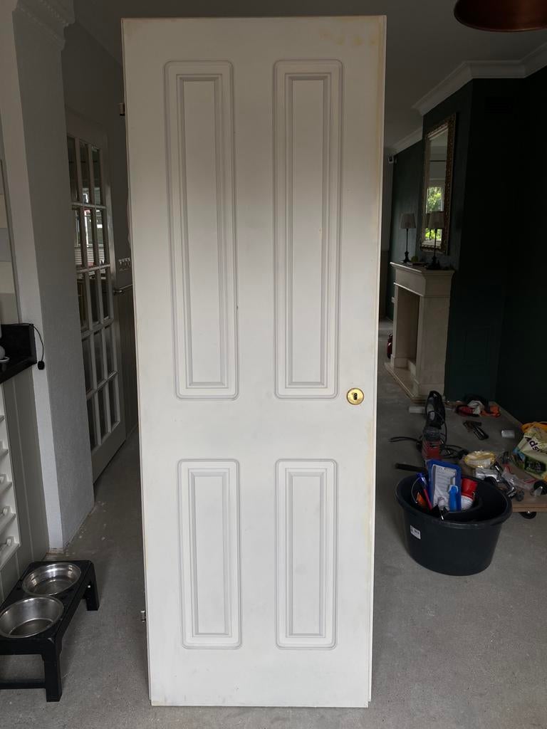 Te koop massief houten opdekdeur, Ophalen, Minder dan 80 cm, Binnendeur, Zo goed als nieuw