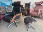 Flexlux Clement relaxfauteuil met hocker relax stoel, Ophalen of Verzenden, Zo goed als nieuw, Leer, Gratis bezorging regio Utrecht