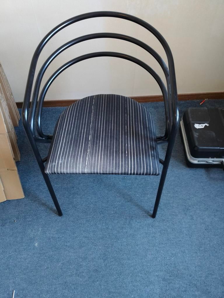 Vintage Italiaanse Buisframe Stoel, Ophalen, Gebruikt, Zwart, Stof