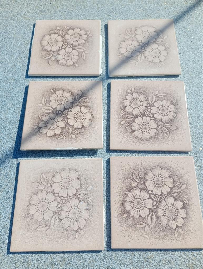 Diverse vintage tegels met bloemmotief, Antiek en Kunst, Ophalen