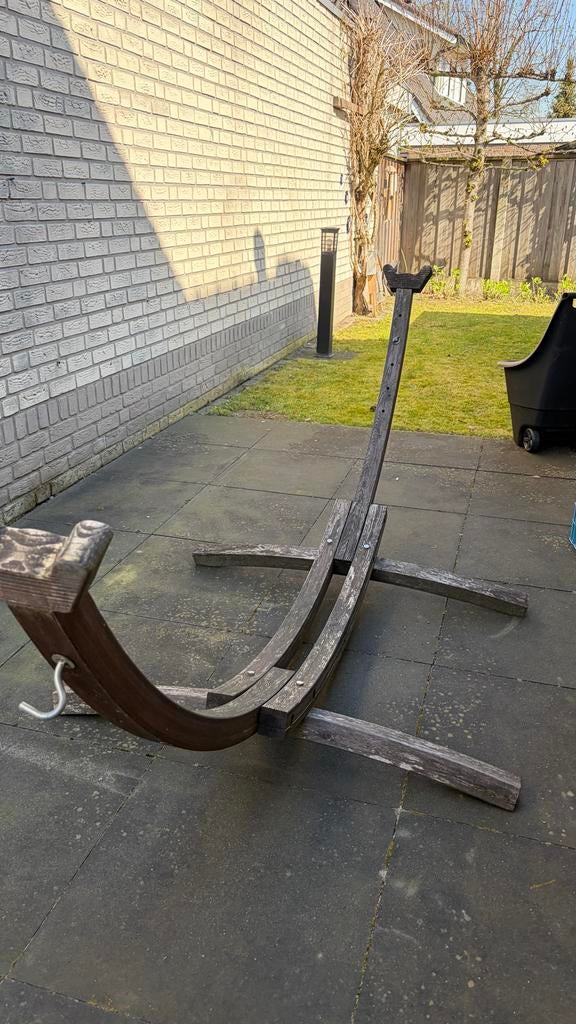 Gratis ophalen! Houten hangmat standaard, Ophalen, Gebruikt, Meerpersoons, Met standaard