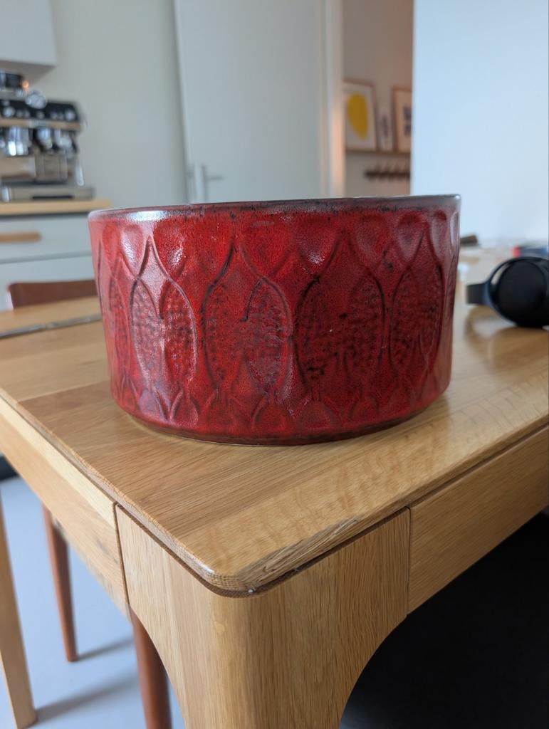 Rode West Germany Schaal Bloempot Jasba, Ophalen of Verzenden, Rond, Minder dan 25 cm