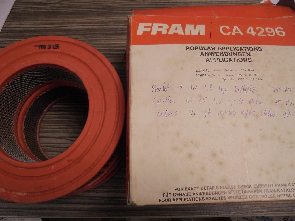 2 Fram CA 4296 toyota luchtfilters starlet corolla celica, Ophalen of Verzenden, Nieuw, Oldtimer onderdelen