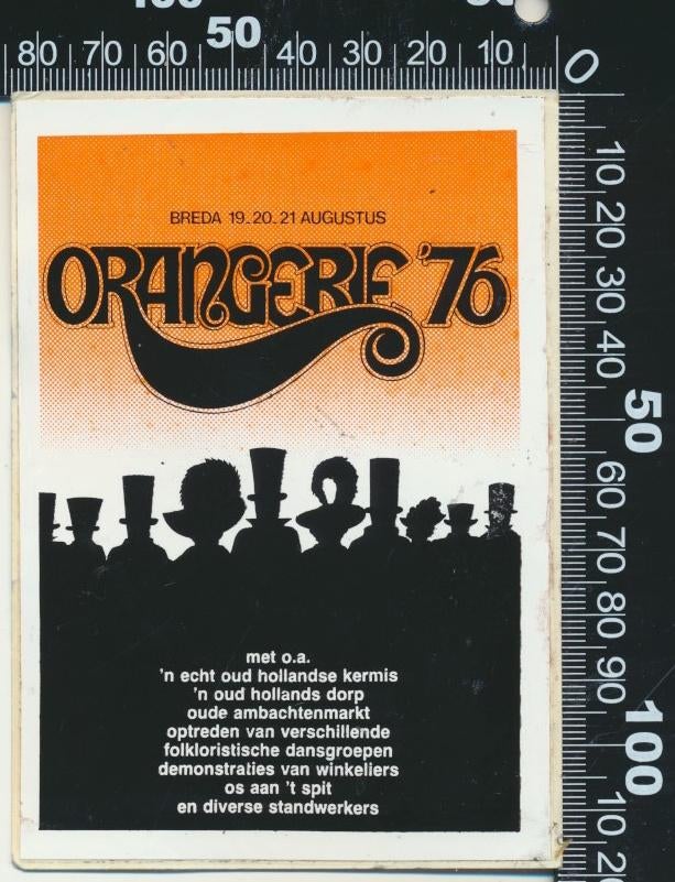 Sticker: Orangerie 1976 -Breda (1), Ophalen of Verzenden, Zo goed als nieuw, Bedrijf of Vereniging