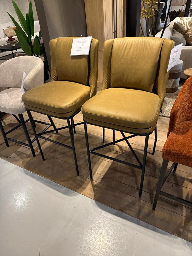 2x barkruk Caserta Hofstede Raanhuis, Ophalen, Met voetsteun, Nieuw, Leer