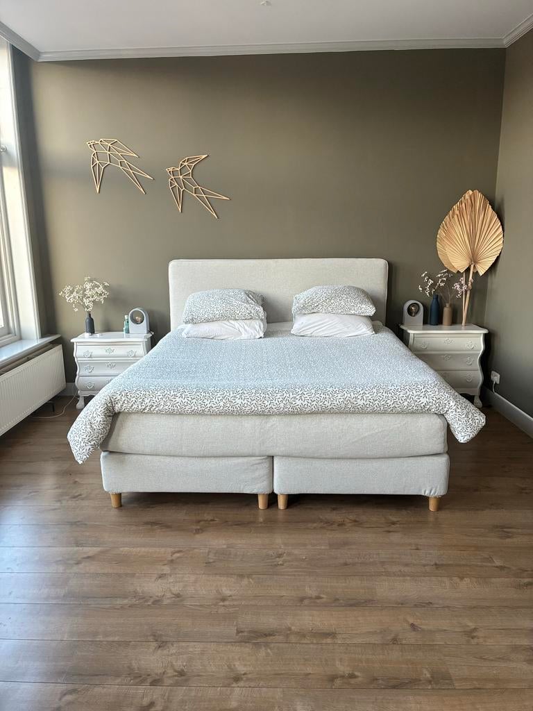 DUNVIK boxspring 180 x 200 IKEA, Gebruikt, Beige, Tweepersoons, Ophalen of Verzenden