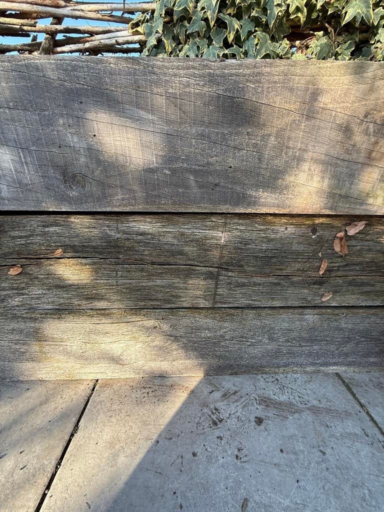 3 Eikenhouten balken 20x20 cm, Doe-het-zelf en Verbouw, Hout en Planken, Ophalen, Gebruikt, Eiken, Balk