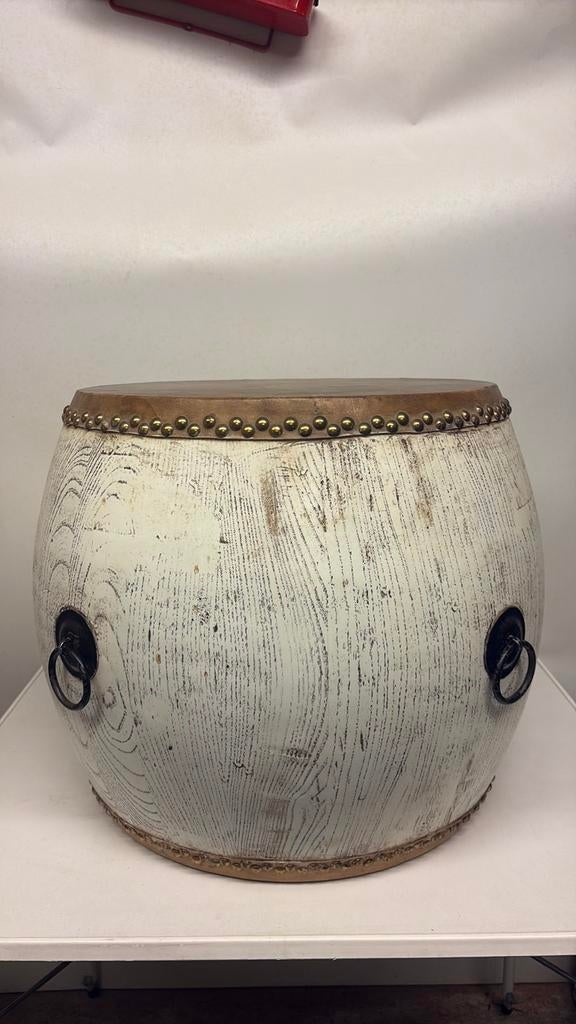 Nieuw guinea  drum - salontafel, 50 tot 100 cm, Rond, Ophalen of Verzenden, Zo goed als nieuw