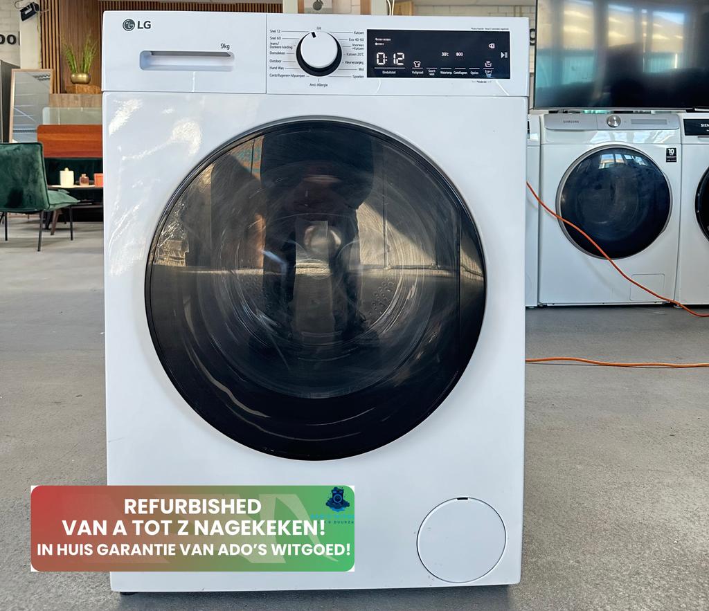 LG Steam 9KG WASMACHINE VOORLADER AllergyPlus, 1200 tot 1600 toeren, Info@adoswitgoed.nl, Refurbished, LG